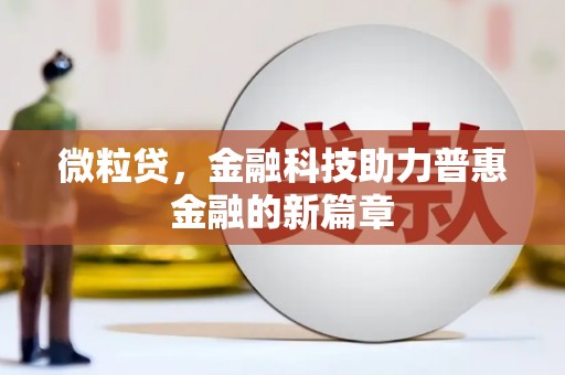 扶绥微粒贷，金融科技助力普惠金融的新篇章