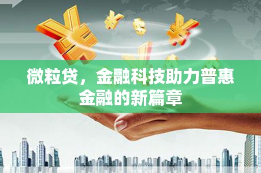 扶绥微粒贷，金融科技助力普惠金融的新篇章