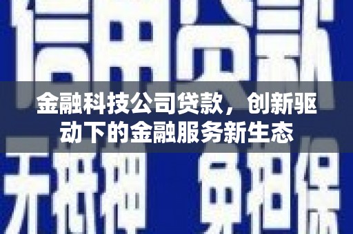 扶绥金融科技公司贷款，创新驱动下的金融服务新生态