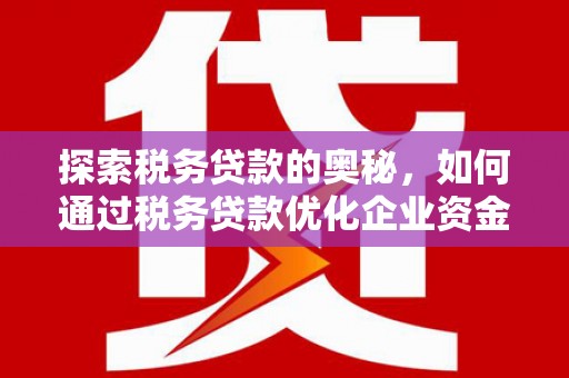扶绥探索税务贷款的奥秘，如何通过税务贷款优化企业资金流