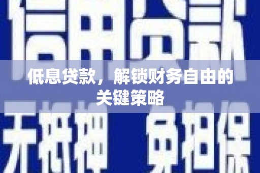 扶绥低息贷款，解锁财务自由的关键策略