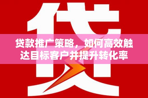 扶绥贷款推广策略，如何高效触达目标客户并提升转化率