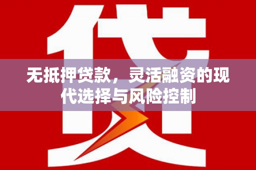 扶绥无抵押贷款，灵活融资的现代选择与风险控制