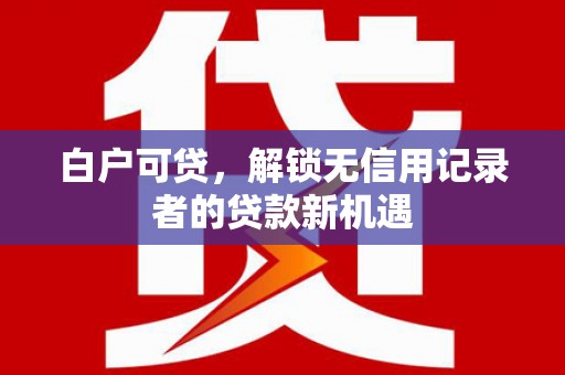 扶绥白户可贷，解锁无信用记录者的贷款新机遇