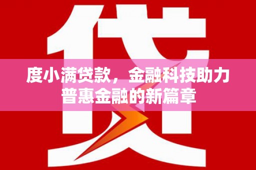 扶绥度小满贷款，金融科技助力普惠金融的新篇章