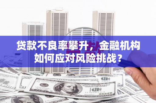扶绥贷款不良率攀升，金融机构如何应对风险挑战？