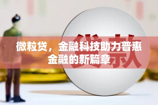 扶绥微粒贷，金融科技助力普惠金融的新篇章