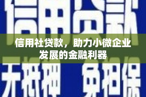 扶绥信用社贷款，助力小微企业发展的金融利器