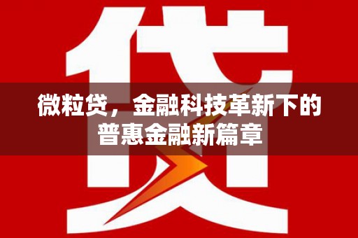 扶绥微粒贷，金融科技革新下的普惠金融新篇章