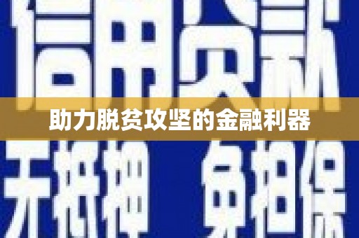 扶绥助力脱贫攻坚的金融利器