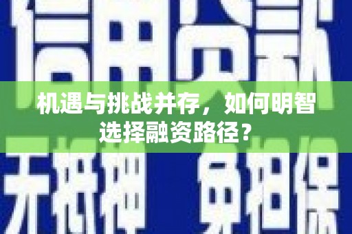 扶绥机遇与挑战并存，如何明智选择融资路径？